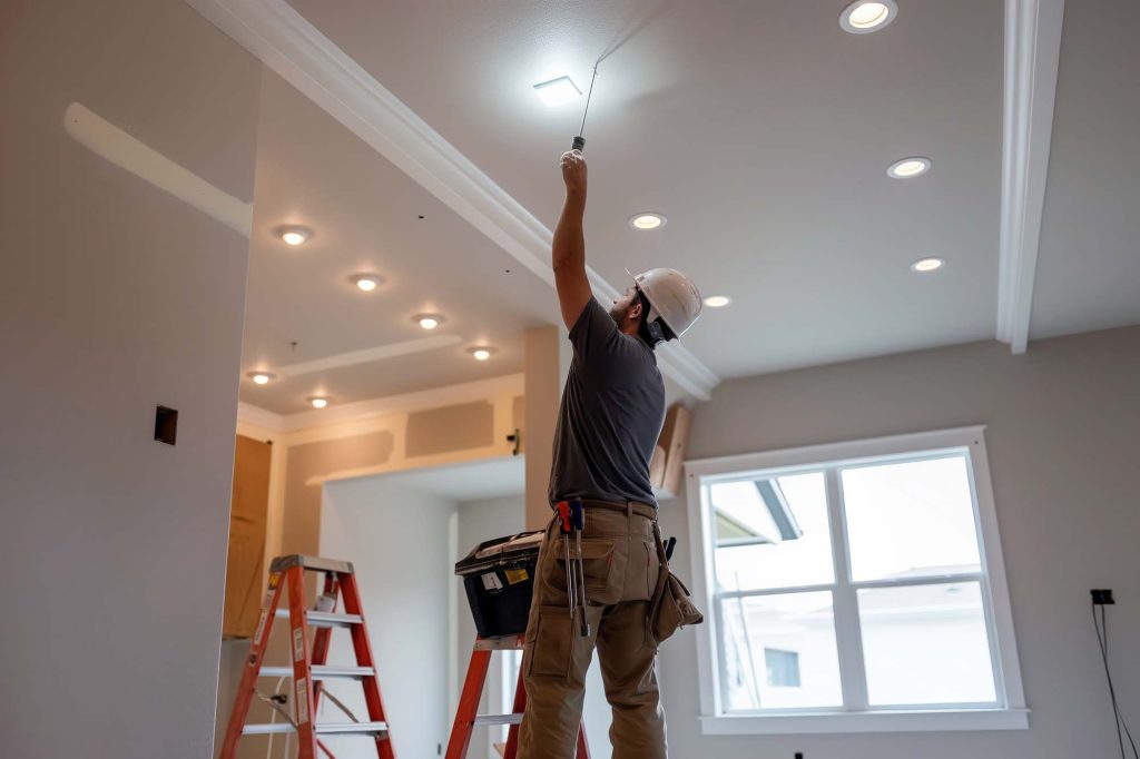 ballina electrcican rod flor from flor and son electrical installing a downlight in a residential ballina property